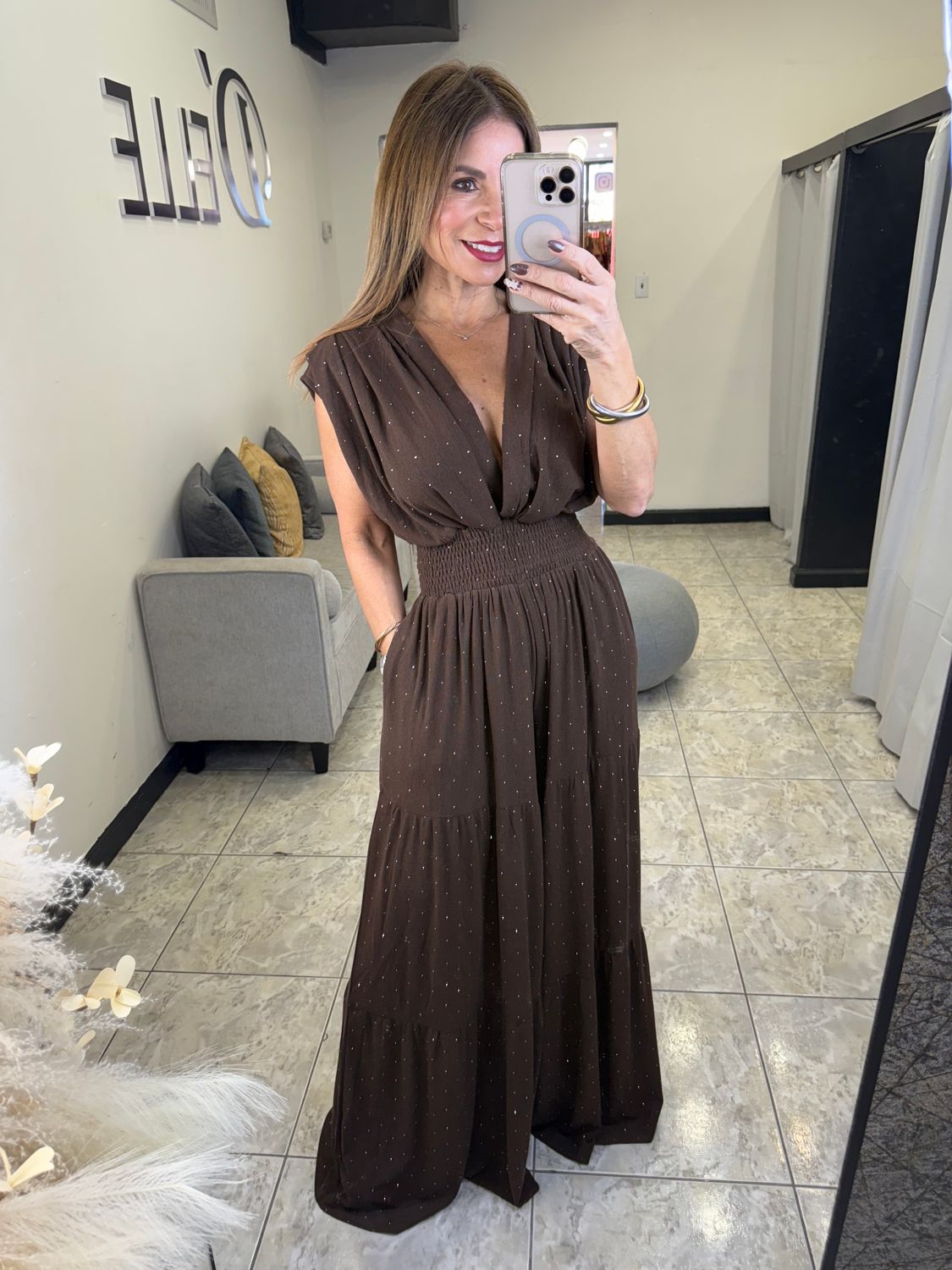 Brown Or Blue Sparkling Jumpsuit