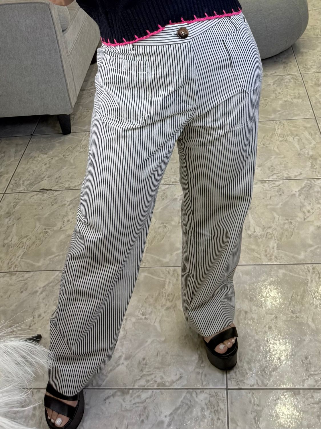 Stripe Blue Denim Pant