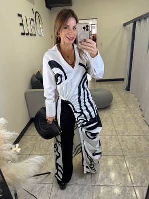 White Black Detail Top