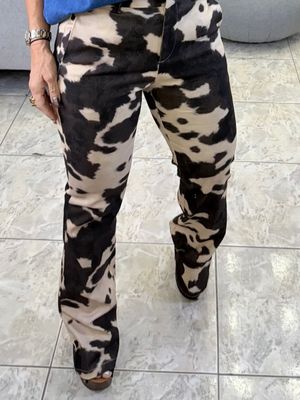 Dark Cow Print Pant