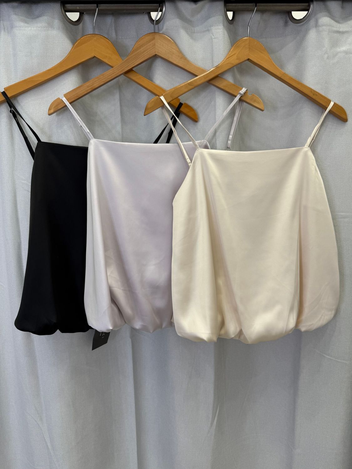 Black, Cream Or Silver Satin Top