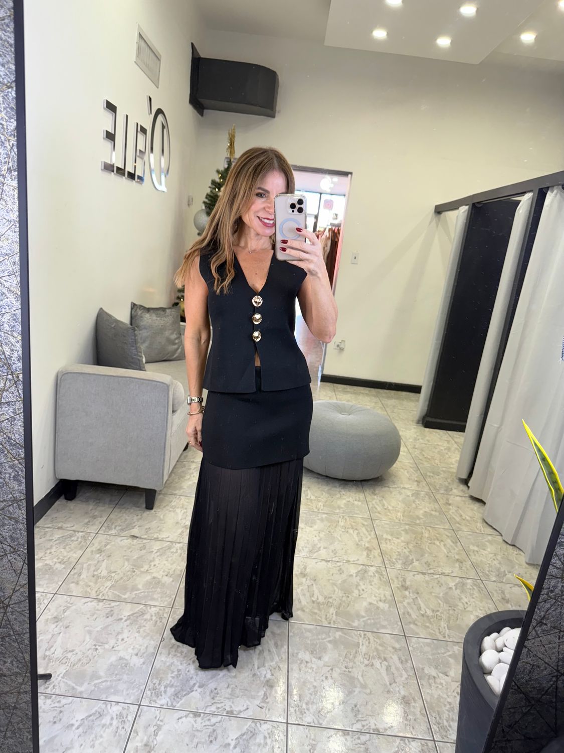 Black Or Cream Knit Skirt Set