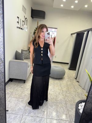 Black Or Cream Knit Skirt Set