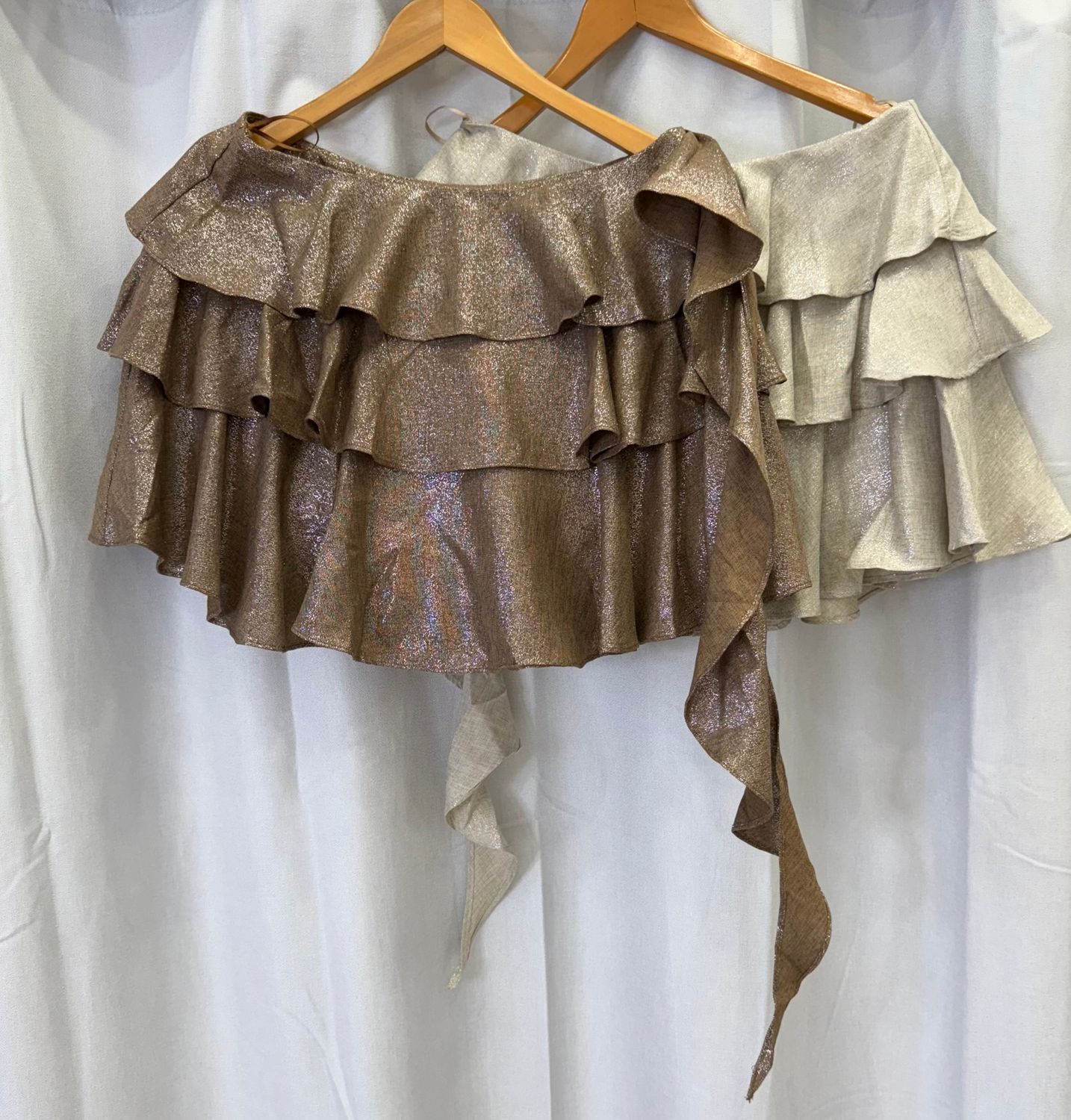 Champagne Or Brown Ruffle Mini Skirt