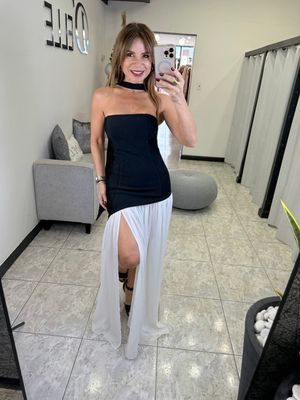 Black/White Tube Long Dress