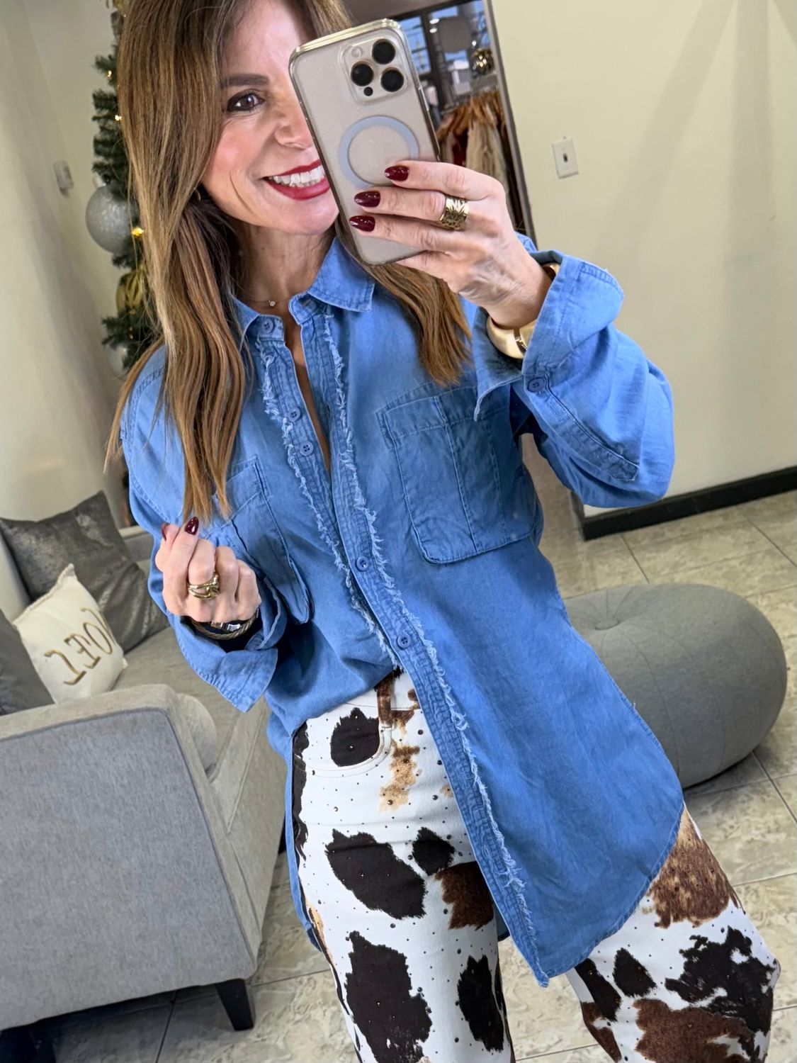Medium Denim Long Sleeve Shirt