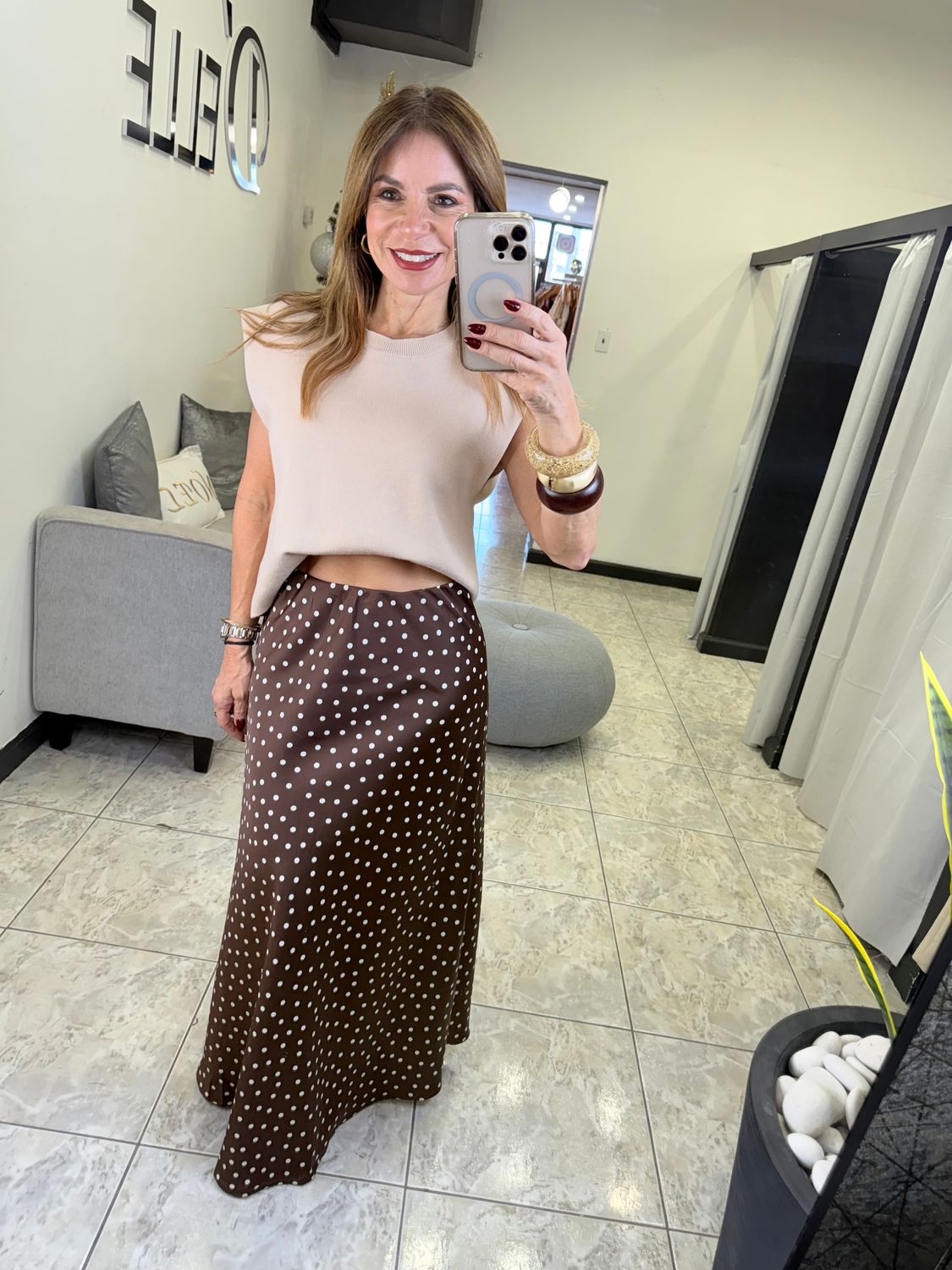Mocha Polka Dots Skirt