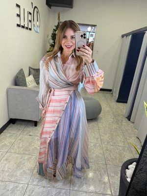 Multi Color Long Sleeve Dress