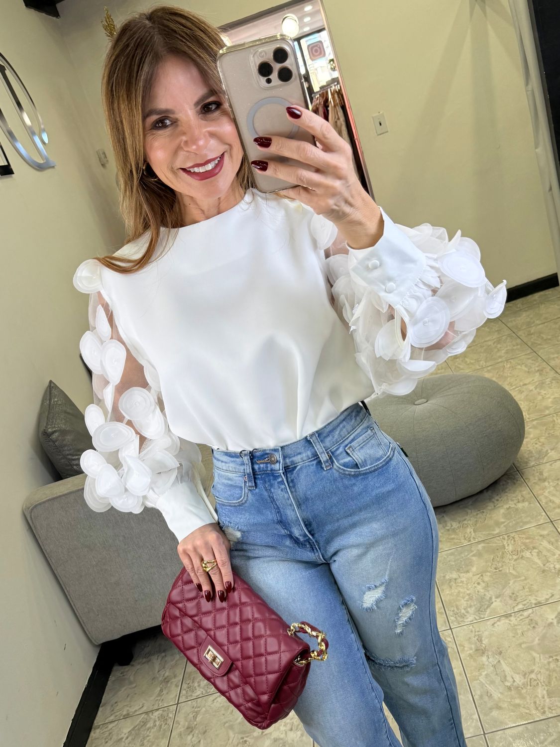 white Long Sleeve Top