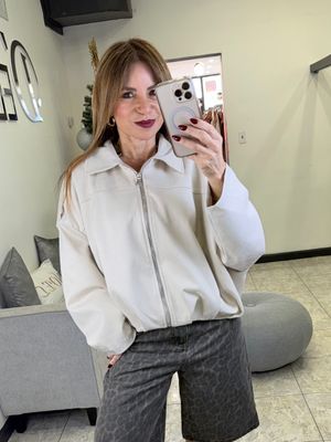 Almond Suede Bomper Jacket