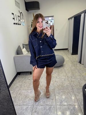 Dark Denim Short Set