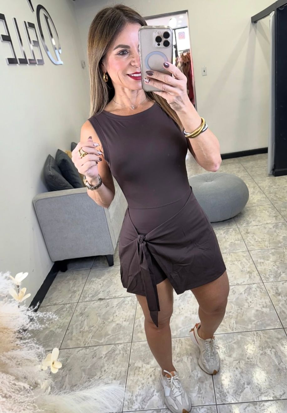Brown Tie Front Romper