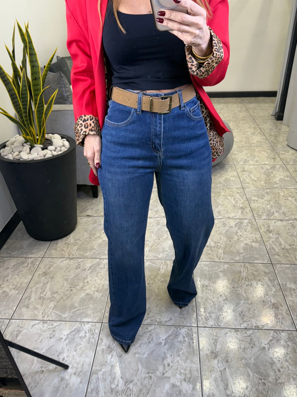 M. Blue Denim  With Belt Pants