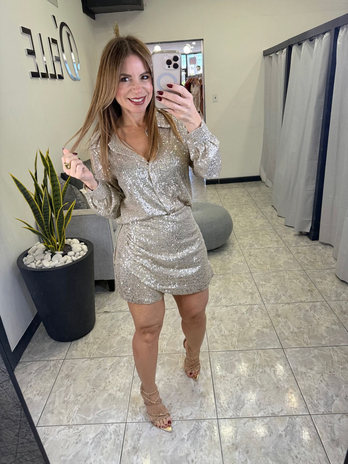 Gold Sequins Short Set