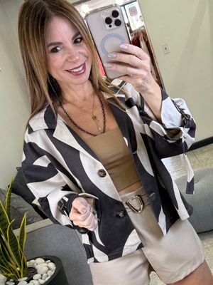 Camel Zebra Printed Suede Jacket