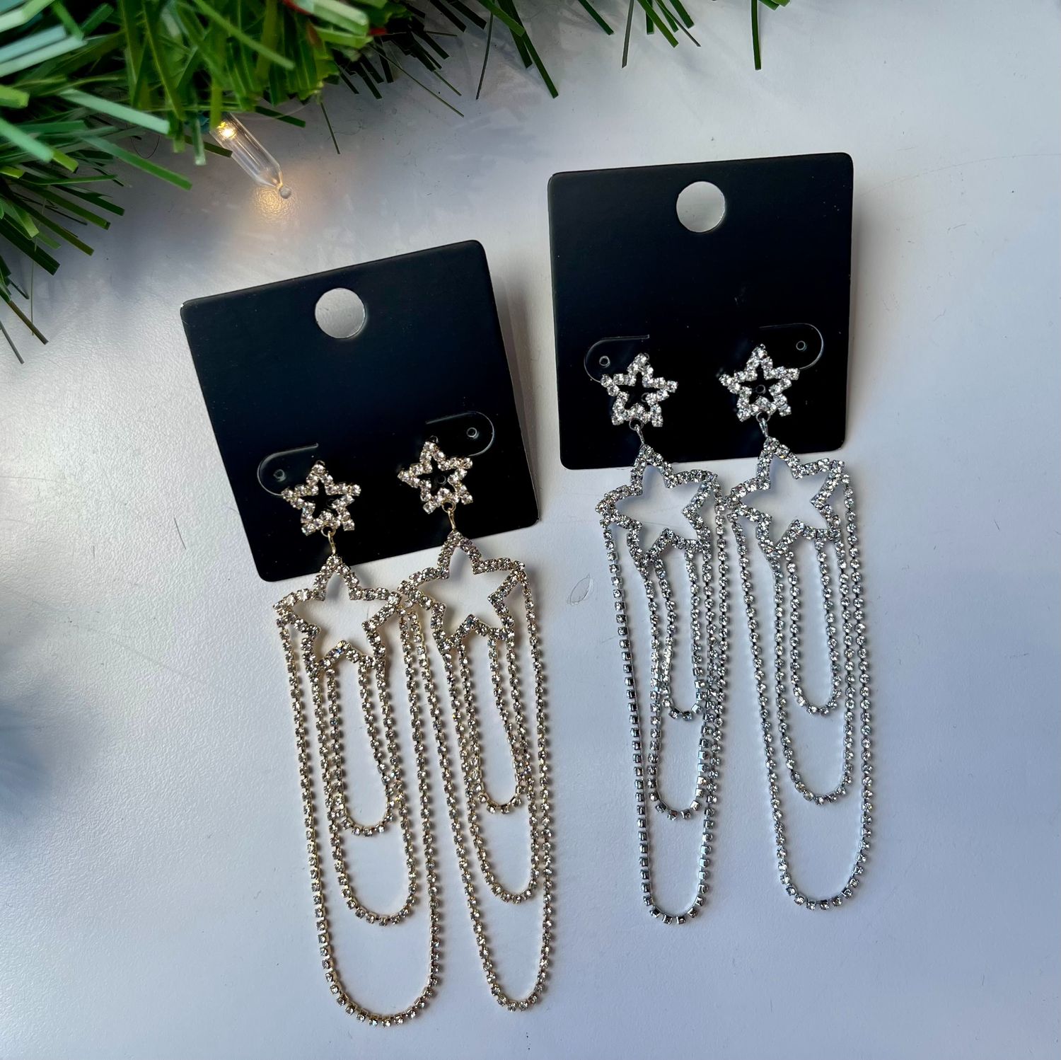 Gold or Silver Star rhinestone earrings