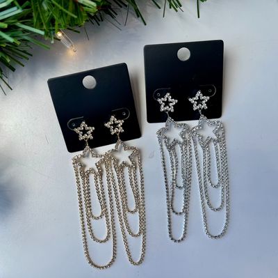 Gold or Silver Star rhinestone earrings