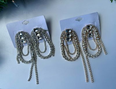 Silver or Gold oval rhinestone earrings