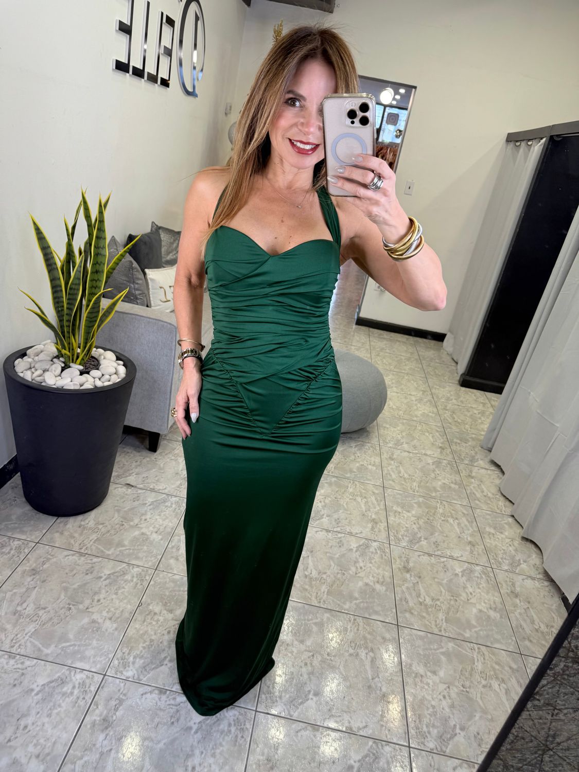 Hunter Green Jersey Corset Dress