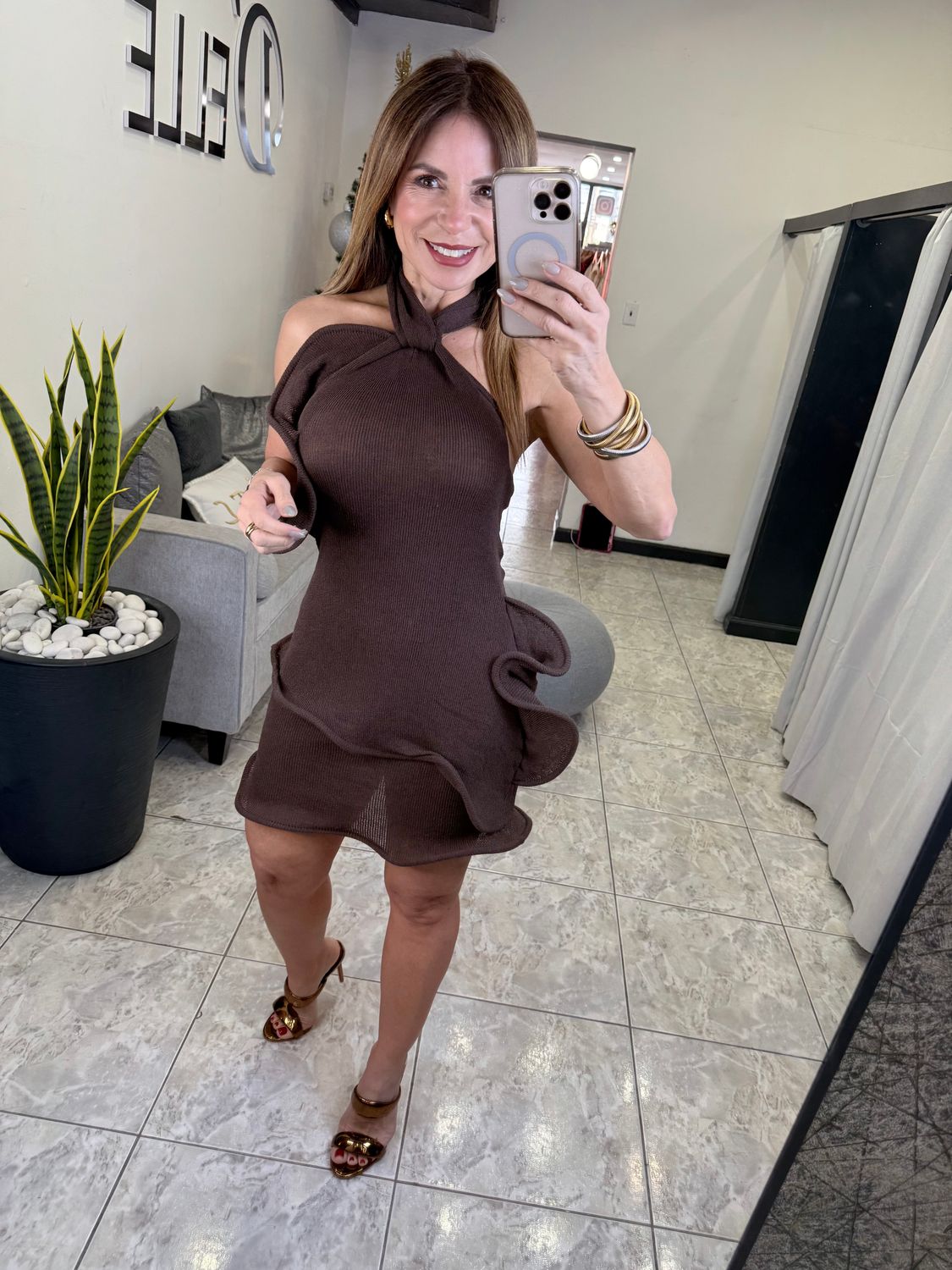 Chocolate Ruffles Mini Dress