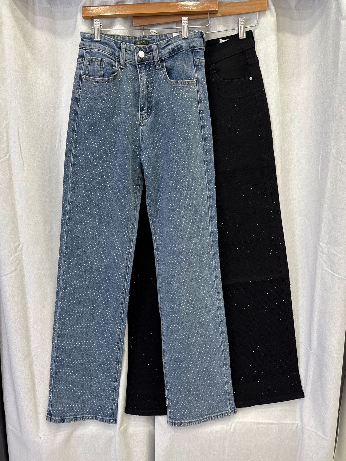 Medium Denim Or Black Fully Embellished Pants