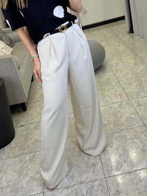 Beige Wide Leg Pants