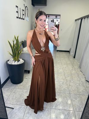 Mocha Chiffon Maxi Dress
