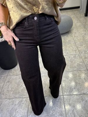 Brown or Taupe embellished Wide Leg Jeans