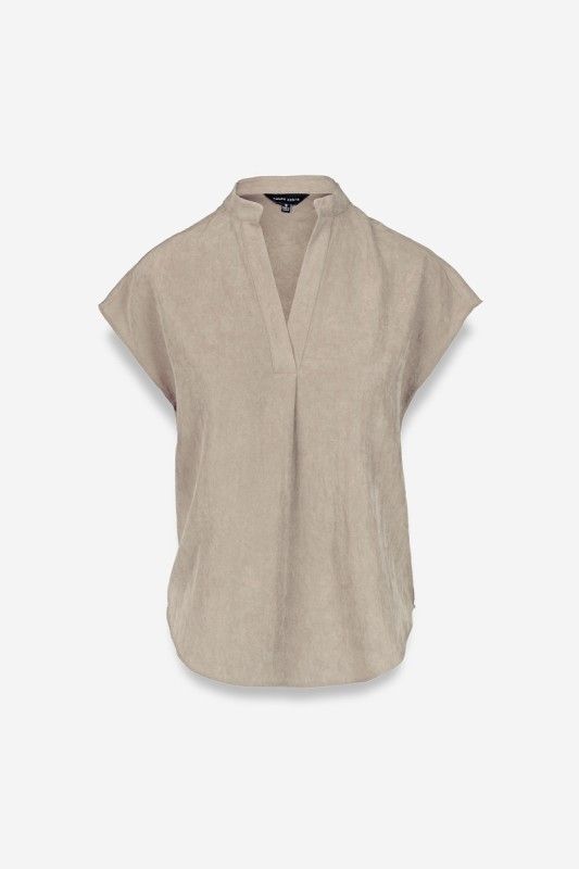 Taupe Soft Matte Shoulder Top