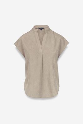 Taupe Soft Matte Shoulder Top