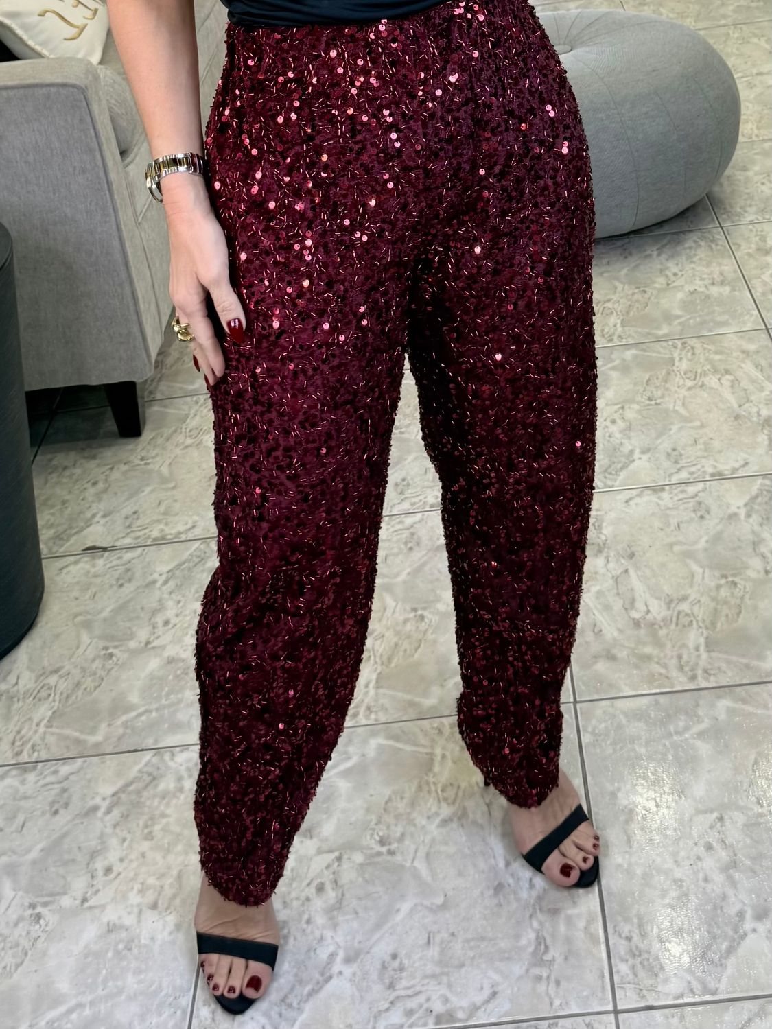 Burgundy Red Spark Pant