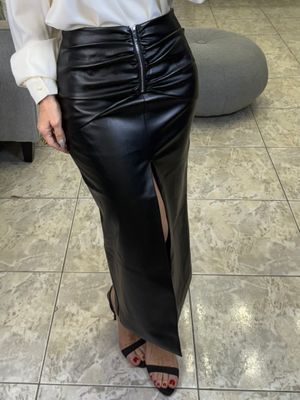 Black Leather Long Skirt