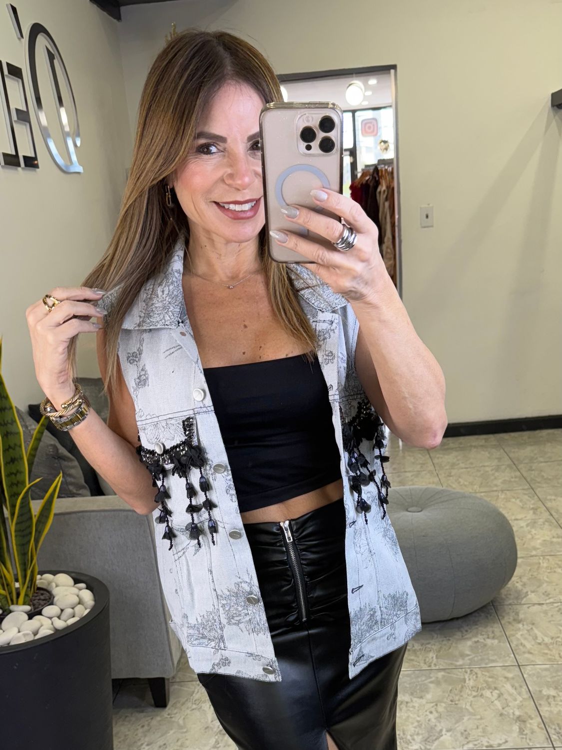 Grey Sleeveless Denim Jacket