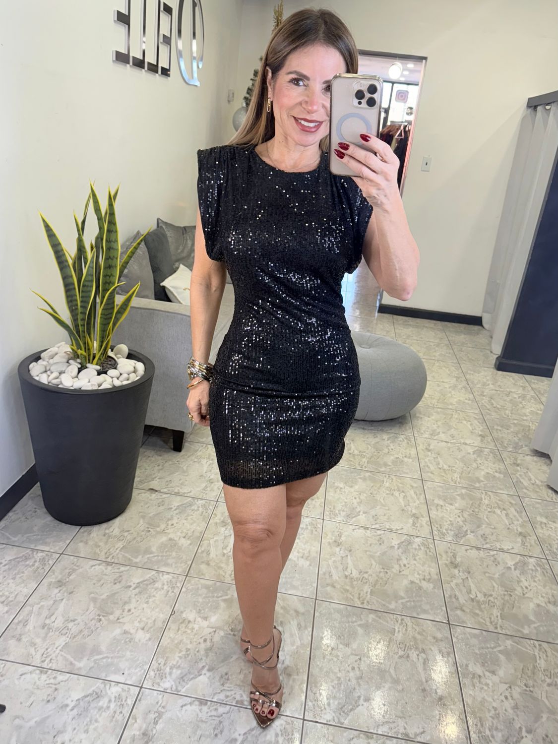 Black Midnight Sequins Dress