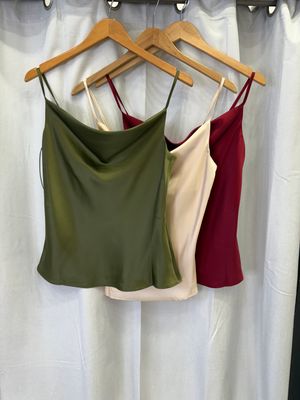 Champagne Olive Or Burgundy Satin Top