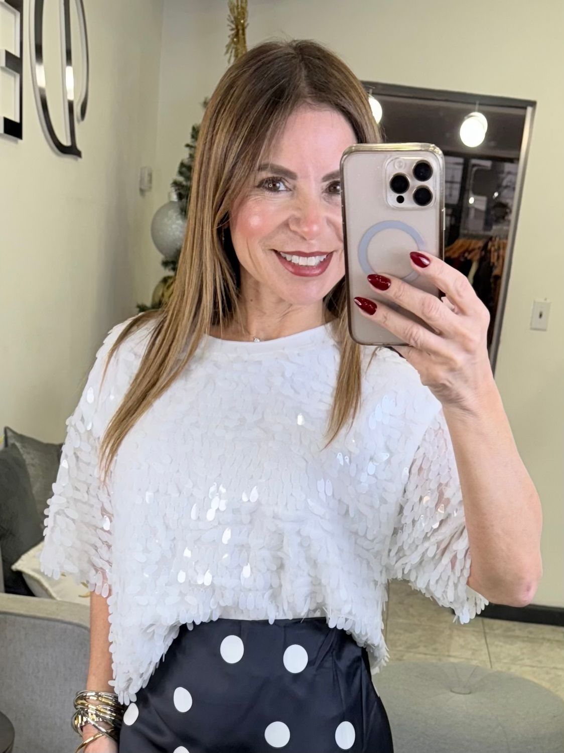 White Sequins Blouse