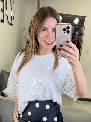White Sequins Blouse