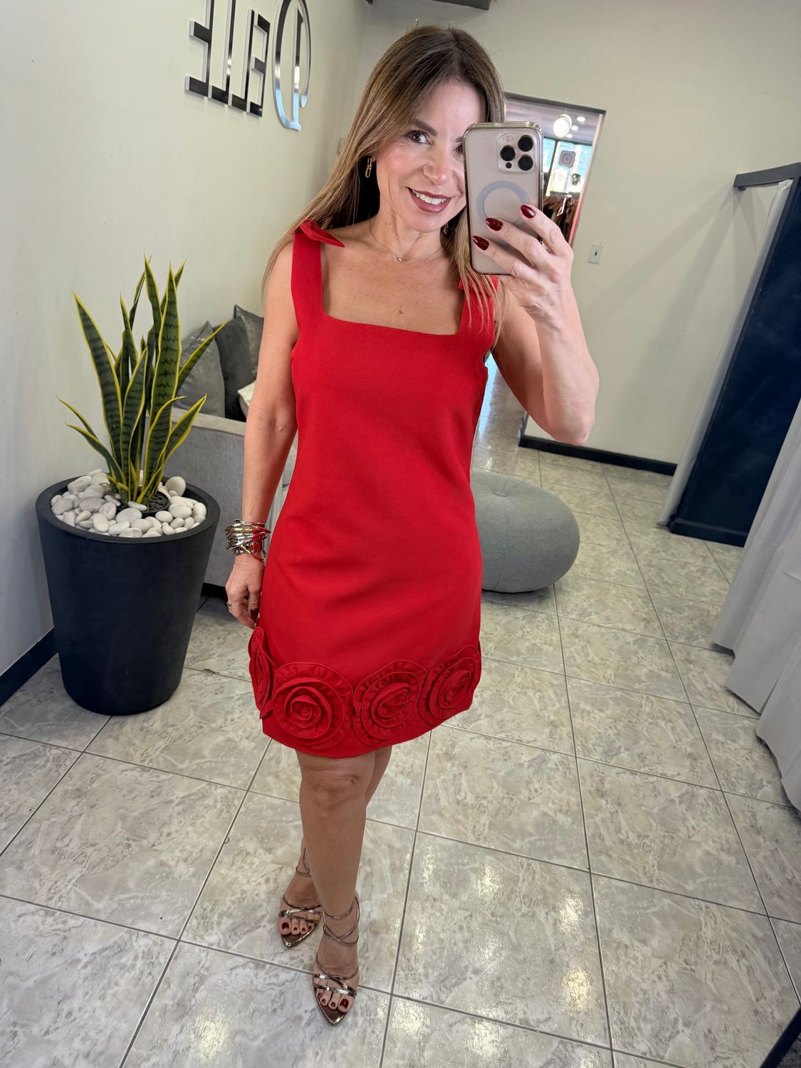 Red A Linen Cute Mini Dress