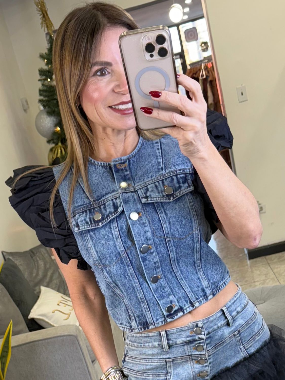 Lt Denim Contrast Crop Jacket 