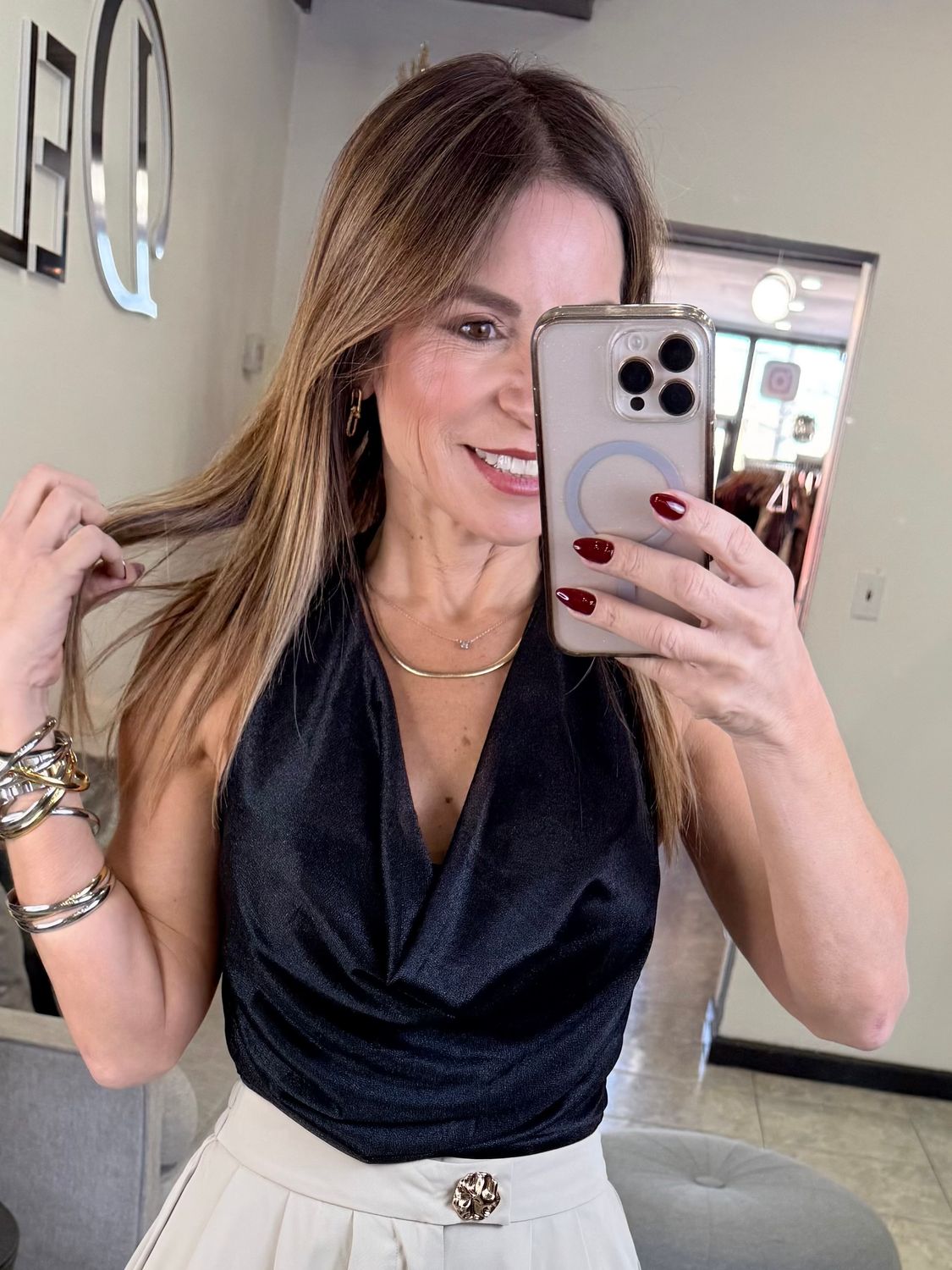 Black Metallic Bodysuit