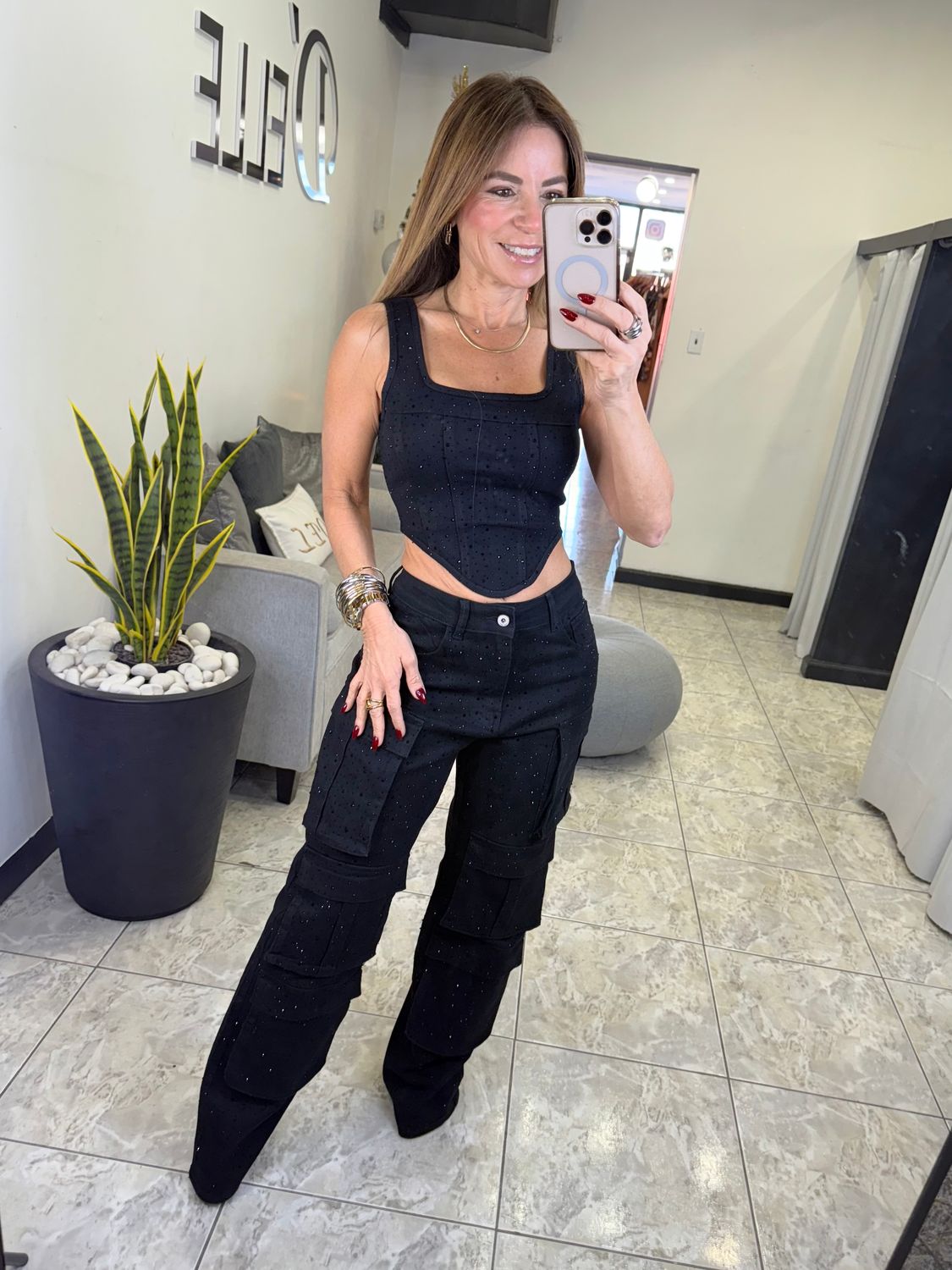 Black Embellished Two Piece Set