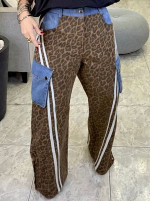 Denim Leopard Pant