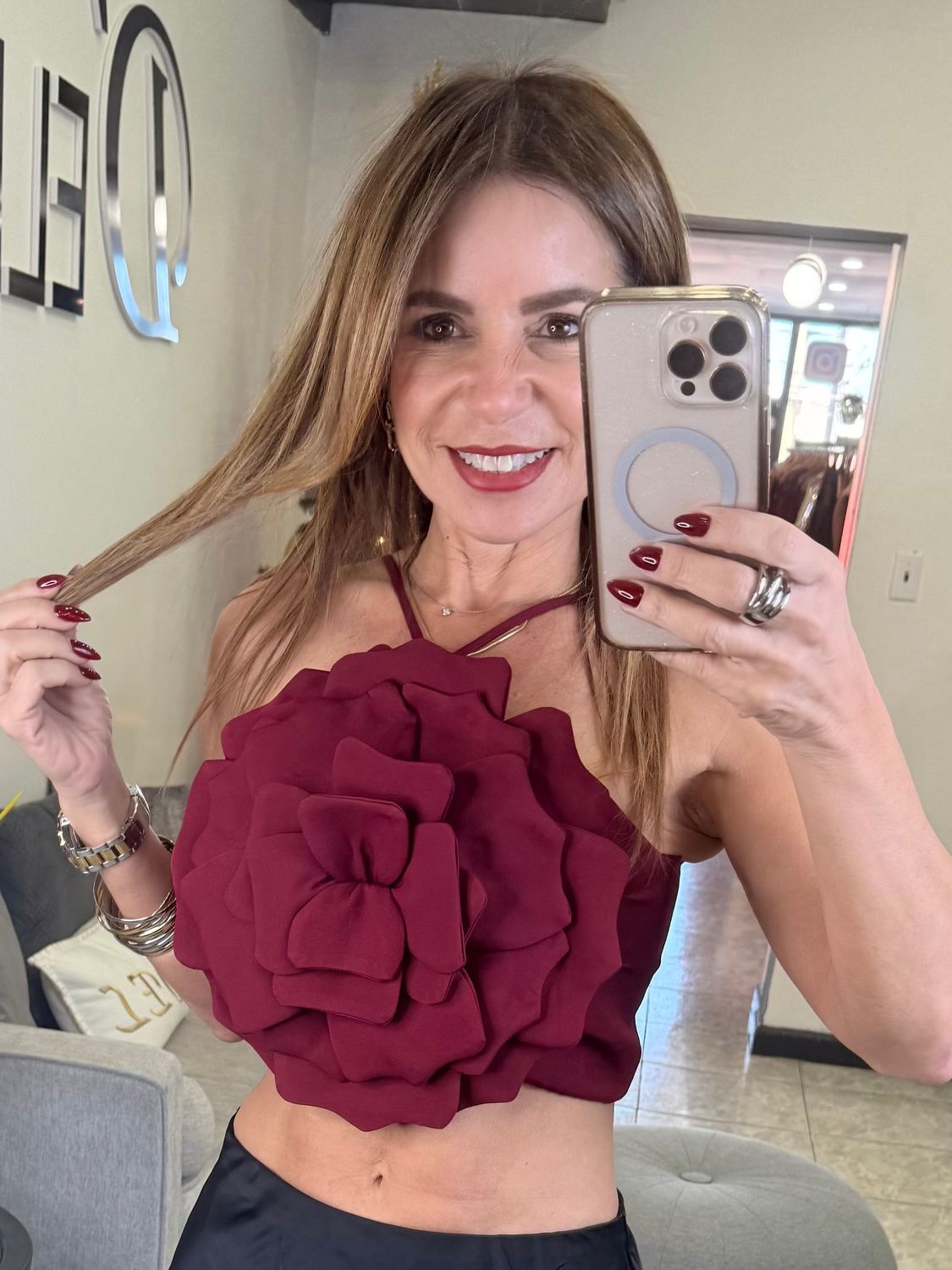 Burgundy Flower Top