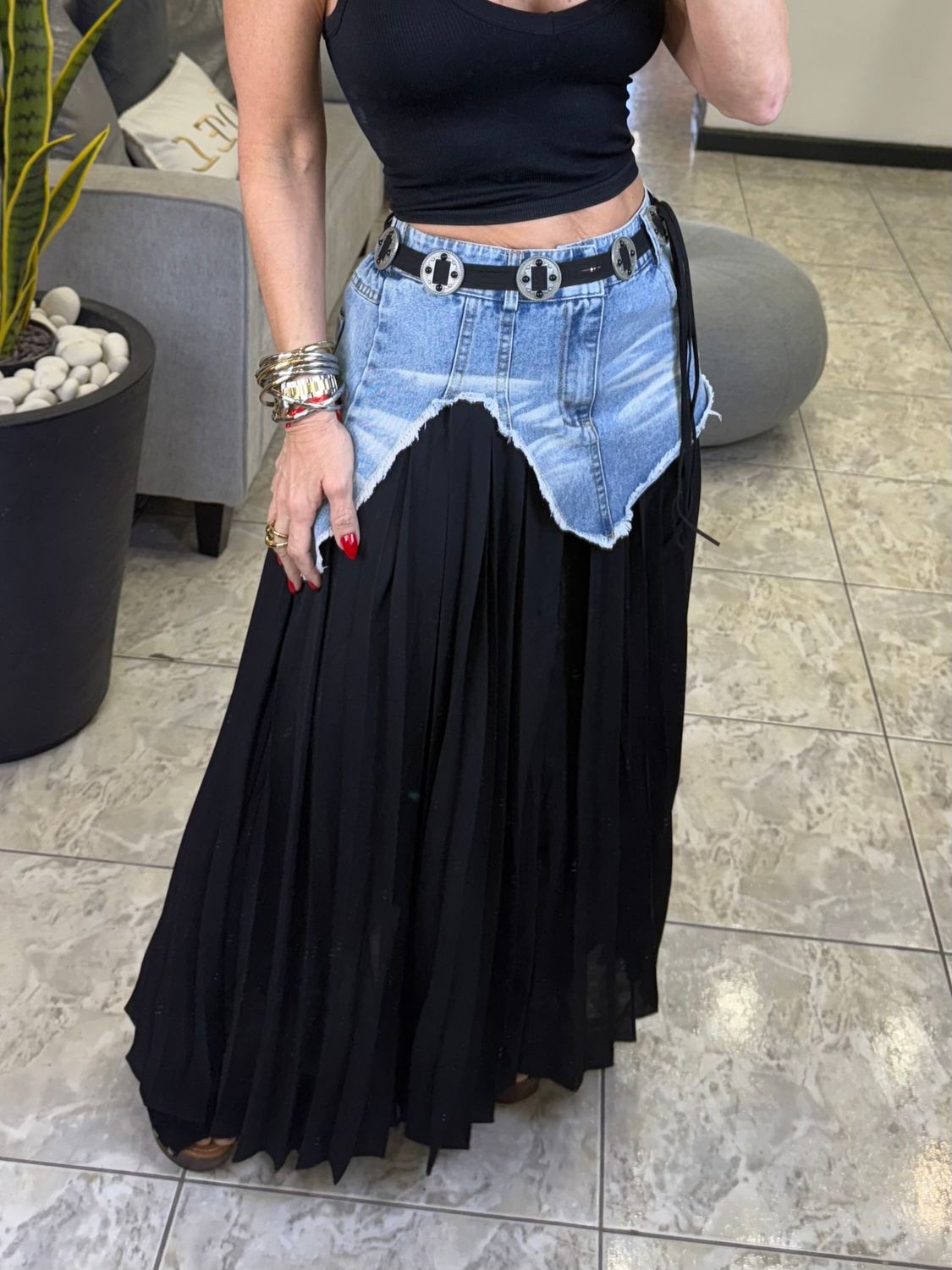 Black/Denim Blue Skirt