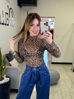 Animal Print Mesh Bodysuit 