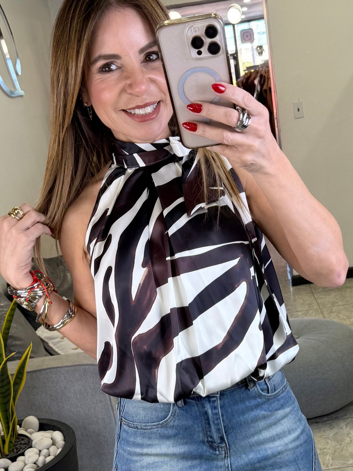 Brown Zebra Balloon Top