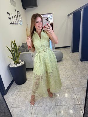 Sage Button Down Midi Dress