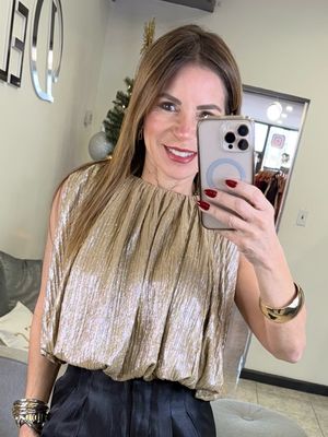 Taupe Gold Metallic Top