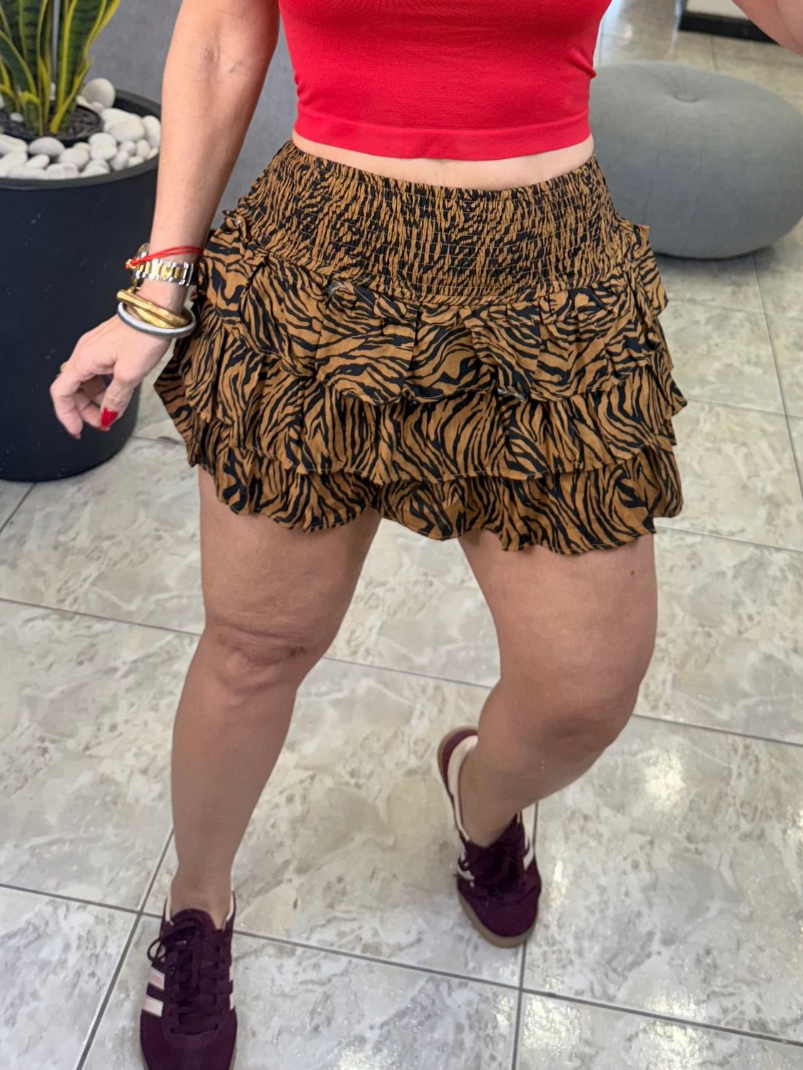 Brown Zebra Prints Skort