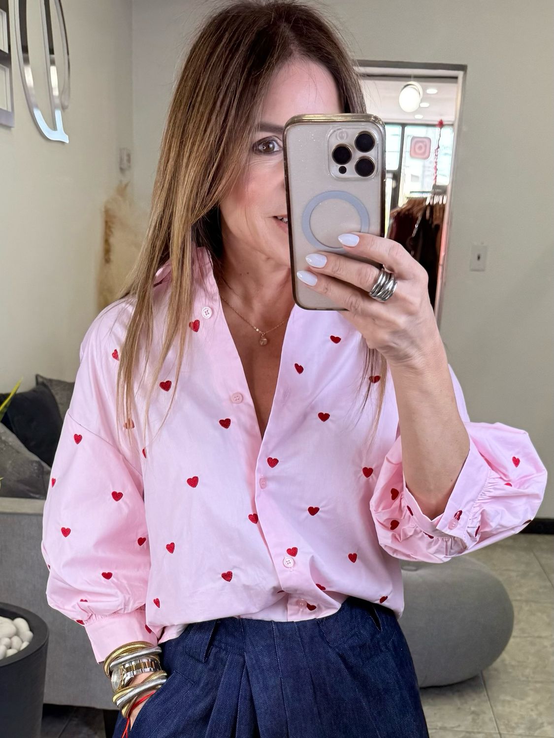 Pink Heart Detail Top